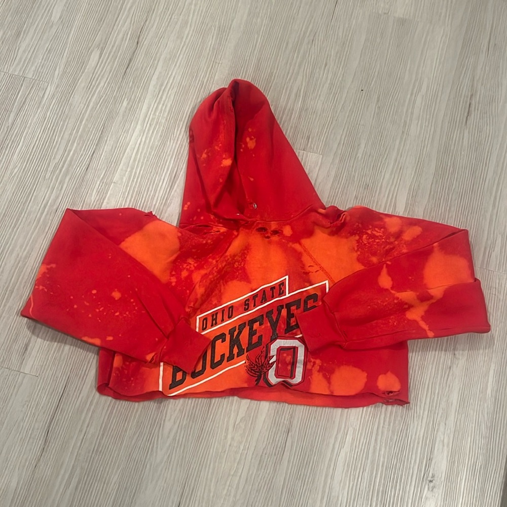 Ohio state cropped distressed hoodie